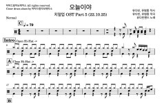 [주문제작] Normal버전, 탁탁드럼악보제작소 드럼악보 맞춤제작, 초/중급자용 PDF : 탁탁드럼악보제작소