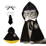 NIULA 고양이 할로윈 코스튬 - 반려동물 마법사 맨틀 마술사 코스프레 의상과 보타이 & 안경 세트, 작은 개를 위한 축제 파티 의류 Small Blue... 