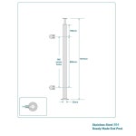 류충양99 2PCS 유리 난간 포스트 42 x2 x2 스테인리스 새틴 마감, 계단 및 데크 난간 는 목재... 수 있습니다. (50MM 50MM, 끝 포스트 : 새 벽 두 시