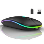 Qullqian 무선 마우스, 태블릿맥노트북 맥북 프로맥북 에어pc, 블루투스 5.23.0 및 2.4GHz USB Type-C 수신기용 LED 충전식 마우스(블랙)... 