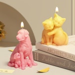 S0187 두 개의 강아지를 쌓아 고양이 Forma de 실리콘 양초 실리콘 몰드 만들기 비누 간장 왁스 DIY 공예 Molde de Velas : 나미고