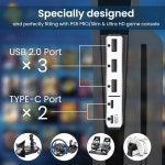 커넥컬처 | PS5 슬림 및 프로 USB 포트 익스텐더 고속 확장 허브 PlayStation 5 어댑터(3개의 + 2형 C 포함)를 위한 Raryars : 트레이더 JU