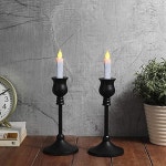 CVHOMEDECO 깜빡이는 테이퍼 캔들 LED 드립 없는 머로 작동하는 배터리 흰색 4인치 6개 세트 White 4 75 Inch 2 PCS : 유행하는 상품