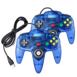 Windows PC MAC Linux용 N64 USB 컨트롤러 2팩, 미아도어 레트로 게임패드 조이스틱 라즈베리 파이 컨트롤러(청색 지우기) Black/Gray... 