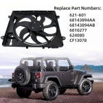 HLUCHY 621-601 엔진 라디에이터 냉각 팬 어셈블리 교체 Wrangler 3 6L 2012-2017, JK 2018 68143894AA 68143894AB 6010277 : 쿤스바이