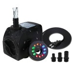 TOPBRY 400 GPH 잠수식 분수 펌프 1800L/H 25W 3 노즐 6피트 전원 코드 수조 연못 수족관 조각상 수경 재배를 위한 초조용한 12 LED 컬러풀... 
