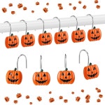 Yungyan 12개 할로윈 샤워 커튼 후크 호박 행거 오렌지 가을 장식 반지 욕실 화장실 장식용 옵션 : 로아플로우