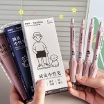 4pcs 만화 생활 젤 펜 세트 TacoTaco 인간 및 애완 동물 0.5mm 빠른 건조 검정색 잉크 쓰기 학교 A7720 : 메르트레이드