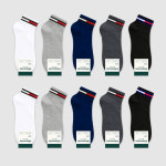 10컬레 여름 몬드리안 남자 단목 발목 양말 : 핑크스타