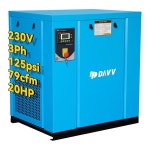DAVV 208-230볼트 3상 로터리 스크류 공기 압축기 20 15KW - 81CFM 125PSI NPT3/4 베이스 마운트 상업용 산업용 고정식 시스템 스핀온 오일... 