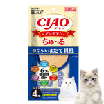 (SC-554) 이나바 챠오츄르 고양이 츄르간식 챠오프리미엄츄르 참치+가리비 4P, 56g, 1개 : 드림펫 동물병원