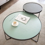 가죽 식탁 커버 둥근 탁자 테이블매트 분위기전환  포인트 패턴  오렌지 가죽 100cm : 구매대행픽고