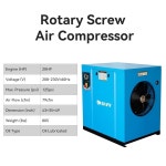 DAVV 208-230볼트 3상 로터리 스크류 공기 압축기 20 15KW - 81CFM 125PSI NPT3/4 베이스 마운트 상업용 산업용 고정식 시스템 스핀온 오일... 