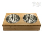 MJ0 밤부 디너보울 우드패턴 S 고양이식기 강아지밥그릇2구 반려동물식기 : 밍글징글