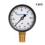 측정기 2인치 건식 및 유틸리티 압력 게이지 - 수영장, 스파, 수족관용 0-60Psi x 2pcs, 1/4인치 NPT 하부 마운트 : 헬로우글로벌