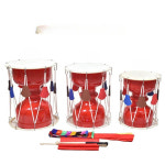 미니장구 소형 타악기 장구 전통 체험 사물놀이 국악 공연 전통악기 연습용 소형+하이-로우스틱+레드리본 : 또또와랑