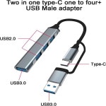 Type-C 5Gbps 데이터 전송 기능을 갖춘 4-in-1 고속 USB 3.0 허브 Mac OS/Windows 노트북 PC Xbox PS4와 호환 가능 : 자라유