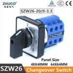 ZHUCO SZW26/LW26-20 Ui 660V 20A  3 상 12 나사 터미널  4 위치 선택기  변경 캠 스위치  64X64/48X48mm 패널 마운트 : 올마이마켓숍