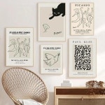 현대 추상 미학 벽 예술 파블로 피카소 전시회 흑백 라인의 HD 오일 캔버스 포스터 홈 장식 선물 : 자라삼