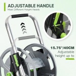 가든 호스 릴 카트, 75-150피트의 5/8인치 호스, 바퀴가 달린 휴대용 조절 가능한 난간, 퀵 커넥터 Original Silver : 쿤스박스