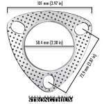 스트롱티움 2개 2 25인치 배기 개스킷 3볼트 57mm 머플러 플랜지 고온, 파이어 링 교체 : 쿤스로드