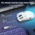 Attack SHARK R1 무선 게이밍 마우스, 트라이 모드 연결(2.4G/유선/BT5.2), 55g 경량, 18K DPI 광학 센서, HUYU 2천만 키 수명... 