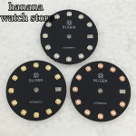 호환 BLIGER 29mm 그라데이션 무균 다이얼 남성용 시계 다이얼 다이아몬드 인덱스 시계 수정 액세서리 : 골든109