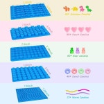 시도시르 7Pcs 실리콘 구미 베어 몰드, 파티용 논스틱 웜 초콜릿 가정용 DIY용 하트, 만들기용 다이너서 몰드 4Dinosaur+2Droppers : 토미월