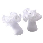 호플리 3D 입체 러플 레이스 코튼 양말, 귀여운 더블 빅 드레스 공주 양말 여아용 Green 1-3T : Buypick