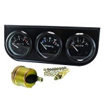 DriSentri 52mm 3 in 1 자동차 자동 게이지 키트, 12V 트리플 키트 오일 온도 압력 미터 센서 자동차용 : 쿤스베이