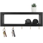 벽 공구 거치대 후크가 있는 나무 벽 선반 입구 장식 열쇠  지갑 홀더 선글라스 가죽끈 스카프 끈 보관 가능 : 보그비스타