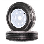 림 ST175/80R13 13인치의 eCustomrim 2팩 방사형 트레일러 타이어. 적재 범위 C 5 러그 화이트 스포크 휠 - 도로변 무료 포함 6년 보증... 