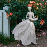 요정 정원 조각상 새 모이통 - 야외 목욕 마당 장식 그레이 화이트 15 25 9 5 23 인치 딜리 커밍 Grey White-23 inch : 쿤스라인