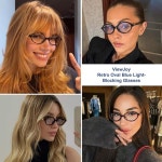 레트로 오벌 블루 라이트 안경 여성 패션 컴퓨터 안경, 차단 빈티지 프레임 Black 53 Millimeters : 원온기