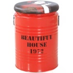 깡통의자 드럼통의자 낮은 통나무의자 엔틱 고깃집 버킷 보조 깡통 의자(레드) : 원구매대행