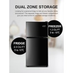 KRIB BLING 35 CuFt 냉장고 2도어 7단계 조절 가능 온도 상단 냉동고 잠금 3.5 Cu.Ft Black : 스타일링팁