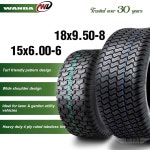WANDA 세트 잔디깎이 타이어 4개, 전면 15x6-6 및 후면 18x9.5-8 /4PR -13016/13032 11x4-5 sm & 16x6.5-8 : 유니픽몰