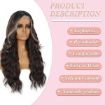 앞 가발 긴 웨이브 금발과 갈색 중간 부분 합성 무광 파티나 일상적인 사용을 원하는 여성을 위한 프리 퍼플링 컬러 (색상 R2/6/26) : 개포스토어