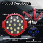 트럭, 지프, SUV, ATV, UTV, 4x4, 보트 2 팩 레드를 위한 애니탑 7인치 원형 오프로드 LED 조명 51W 5000LM 스팟 및 홍수 콤보 IP67 방수 주행... 