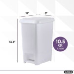 수페리오 슬림 스텝 온 페달 플라스틱 쓰레기통, 책상 밑, 사무실, 침실, 욕실, 주방(2.5갤런) (화이트 스모크) 2.5 Gallon : LI엔느