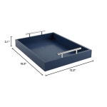 손잡이가 달린 JJSQYLAN 나무 서빙 트레이 커피 테이블 장식용 직사각형 아침 오스만 16인치 x 12인치 (파란색) Dark Brown : 세렌아틀리에