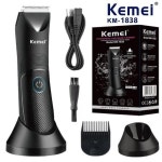 Kemei KM-1838 바디 사타구니 헤어 트리머 세라믹 블레이드 방수 습식 가위 털 겨드랑이 면도기 : 제케엠알오