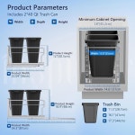 인스퓨터 더블 40QT, 캐비닛 아래 쓰레기통 꺼내기, 싱크대 키트 아래의 작업, 주방, 세탁을 위한 소프트 클로즈 슬라이드 , 최소 18인치 W X... 