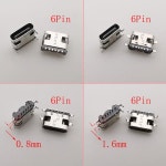 150개/ USB 타입 C 형 6핀 및 잭 충전 포트 커넥터 SMD DIP PCB 납땜 타입-C 소켓 수리 키트 : 유성유통373
