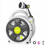 GEWI 접이식 정원 호스 릴 10가지 스프레이 패턴이 있는 65피트 헤비 듀티 급수 세차 반려동물을 위한 누수 방지 내구성 및 컴팩트한 디자인... 