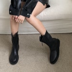 [G3782] 미니멀 무드 사이드지퍼 미들 부츠 : 새로이클라쓰