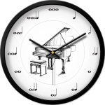 음악 학원 시계 인테리어 벽시계 벽걸이 장식 무소음 아날로그 음표 학교 예술 음대 음악실 10인치 핸드페인팅 피아노 A블랙 : 글로벌딜팡