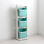 [단독] 올리빙 세탁바구니 도트 트롤리 빨래바구니 2단 화이트 : 올리빙