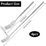 바비큐, 디너, 디저트, 소시지, 핫도그, 9인치~25.2인치 실버용 PCS 확장 포크 세트, 롱 포크, 스테인리스 스틸 텔레스코픽 4종 실버... 