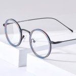 포넥스 아세테이트 티타늄 안경 프레임 남성 2024 안경 원형 새로운 안경 F8584 안경 F85844 Black : 옥지사